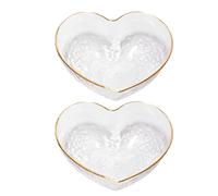 Zerodeko 2 Pieces Heart Glass Salad Bowls Clear Glass Bowl Decorative Fruit Container Heart Bowl for Home Supplies Serving Salad Dessert Pasta and Cake 3.54 X 3.15 X 1.57 in