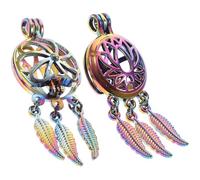 Zerodeko 2 Pieces Hollow Lotus and Wing Aroma Diffuser Necklaces, Hanging Essential Oil Pendants with Tassel, Fashion Jewelry for Women, Aromatherapy Necklace Set