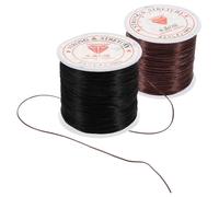 Zerodeko 2 Rolls 0.6mm Flat Hair Extension Elastic Thread for Braiding and Wig Making Stretchable Wire for Hair Extensions and DIY Beaded Bracelets Sturdy No-Slip Sewing Cord (Brown Black)