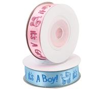 Zerodeko 2 Rolls 10 Yards Shower Satin Ribbon for DIY Crafting, Pink and Blue Ribbon for Gender Reveal and Birthday Decoration