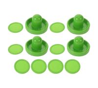 Zerodeko 2 Sets Air Hockey Table Strikers and Pucks Replacement Plastic Pushers with Lint Pads and 64Mm Green Pucks Tabletop Air Hockey Accessories for Family Game Room