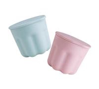 Zerodeko 2 Sets Makeup Brush Cleaner Bowls with Silicone Cleaning Pads Gentle Beauty Tool Washer for Makeup Sponges and Brushes in Pink and Green