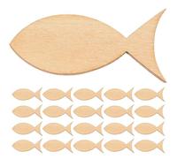 Zerodeko 200pcs Unfinished Wooden Fish Slices for Crafts with Smooth Edges and Easy to Paint, Beige Wood Pieces for DIY Painting Decoration and Stimulating Creativity