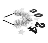 Zerodeko 2024 Silver Glitter Star Headband for Women New Year Party Headpiece Lunar Holiday Hair Accessory Festive Sequin Headband for Chinese New Year Celebrations