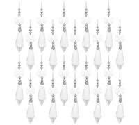 Zerodeko 20pcs Crystal Chandelier Replacement Parts Icicle Prisms with Octagon Beads, Easy to Remove Decorative Hanging Ornaments for Dining Room or Housewarming