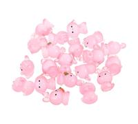 Zerodeko 20pcs Glow the Dark Mini Resin Bunnies Pink Cartoon Rabbit Figurines for Easter Egg Fillers and Moss Landscape