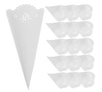 Zerodeko 20PCS Hollow Paper Confetti Holders White Wedding Party Cones Biodegradable DIY Craft Petal Storage for Classic Vintage Decorations