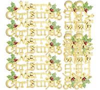 Zerodeko 20pcs Merry Christmas Hanging Sign Plastic Ornaments for Xmas Tree Decor and Restaurant Use, Golden Colour, Suspendable and Easy to Use, Beautiful Holiday Decoration