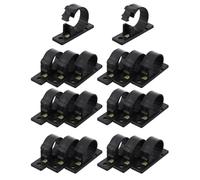 Zerodeko 20pcs Plastic Cord Management Clips Black Self-Adhesive Cable Clamps Snap-on Design for Household Table Organization
