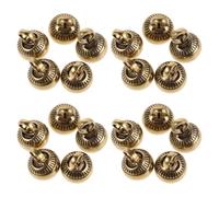 Zerodeko 20pcs Vintage Solid Brass Pendant Charm Engraved Floral Design, Silent Multi-purpose round Bell for Sewing and Keychain Crafts, Golden Antique Bronze Metal Button Style