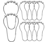 Zerodeko 24pcs Metal Curtain Rings Shower Curtain Hanging Hooks Silver Nickel Plated Iron Smooth Sliding Easy to Install Simple Appearance Contemporary Style for Home Decoration