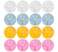 Zerodeko 24Pcs Multifunctional Power Plug Holder Hooks Set, Strong Adhesive No-Drill Plastic Wall Hooks for Kitchen and Bathroom Cable Management, Yellow Blue White Pink