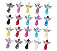 Zerodeko 25PCS Abs Pearl Waterdrop Angel Wing Pendants DIY Craft Charms for Necklace Keychain Jewelry Making Party Decoration