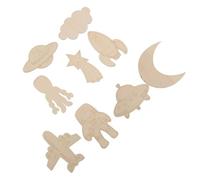 Zerodeko 27pcs Unfinished Wooden Cutouts Outer Space Wooden Chips, Wood, Beige, 9 Designs, Paintable DIY Craft for Wood Painting Fun and Imagination