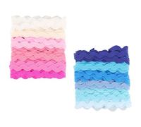 Zerodeko 2pcs 8mm Wave Trim Ribbon in Assorted Colours, Elegant Polyester Wrapping Strip for Hair Bows, Multicolour Wavy Edge Ribbon for DIY Crafts and Party Decoration