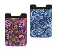 Zerodeko 2pcs Adhesive Mobile Phone Back Card Holders Fabric Wallets with No Sticky Residue, Design for Holding Money and Hotel Room Cards, Smartphone Back Sleeve Accessory