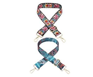 Zerodeko 2pcs Adjustable Banjo Shoulder Straps with Floral Design, Vintage Style Banjo Replacement Straps with Gold Hooks, Sturdy Musical Instrument Accessories for Folk and World Music