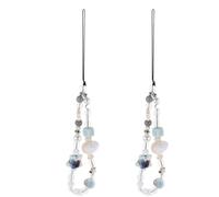 Zerodeko 2pcs Adjustable Navy Blue Phone Lanyard Wrist Strap for Women, Plastic Beaded Star Shape, Prevents Accidental Drops, Elegant and Fashionable Phone Jewelry Strap for Handbags