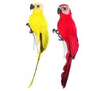 Zerodeko 2pcs Artificial Parrot Ornaments Feathered Simulation Models for Garden Decor Space-saving Realistic Foam Design for Park Decoration
