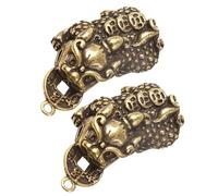 Zerodeko 2Pcs Brass Lucky Mythical Beast Keychain Pendants Left Side Brass Animal Charms for DIY Jewelry Making Craft Embellishment