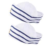 Zerodeko 2Pcs Captain Hat for Men Women Stylish Sailor Hats Stripes for Cosplay Parties and Nautical Events