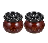 Zerodeko 2pcs Casserole Skillets Rice Noodle Pots 7.87x7.87x5.91inch Earthenware Smooth Surface Convenient to Hold for Kitchen Cooking