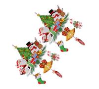 Zerodeko 2pcs Cute Cartoon Christmas Santa Claus Snowman Pendants with Bell Hanging Ornaments for Home Window Party Decoration Unique Festive Design for Holiday Scene Layout