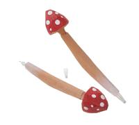 Zerodeko 2pcs Cute Wooden Mushroom Shape Ballpoint Pens for Students Bulk Writing Supplies School Office Stationery