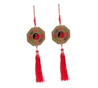 Zerodeko 2pcs Delicate Alloy Taoism Crafts Feng Shui Pendant Square Bagua Mirrors for Home Blessing and Evil Spirits Exorcism Chic Wall Decor for Prosperity and Positive Energy