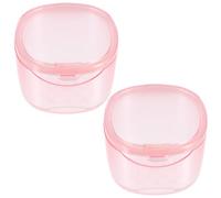 Zerodeko 2pcs Denture Bath Containers with Sealed Lid and Removable Strainer Plastic Retainer Cleaning Cup for Soaking Dentures Mouth Guards Clear Braces Travel-friendly Small Case