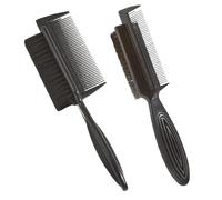 Zerodeko 2pcs Double-sided Hair Clean Comb for Barber Shop Sturdy Nylon Bristle Brush with Teasing Side for Styling and Volume Comfortable Handle Hairbrush Cleaning Tool for All Hair Types