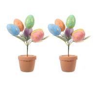 Zerodeko 2pcs Easter Bonsai Colorful Speckled Eggs Medium Size Garden Decoration for Easter Party Table and Yard, Decorative Desktop Ornament for Spring Home Décor