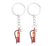 Zerodeko 2pcs Fire Extinguisher Keychain, Metal Firefighter Keychain Fire Extinguisher Charm Pendant Mini Fire Extinguisher Toys Key Ring for Kids Adults A