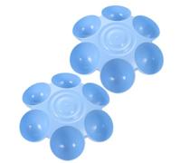 Zerodeko 2pcs Flower Shaped Pet Feeding Bowls with 6-petals Design, Blue Plastic Dog and Cat Food and Water Bowls, Convenient and Safe for Daily Use