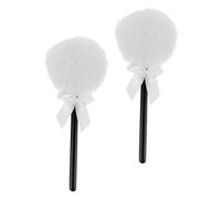 Zerodeko 2pcs Fluffy Soft Long Hair Powder Puff with Handle for Women Body Dusting and Makeup Application Travel-friendly White Cosmetic Applicator with Stylish Fairy Wand Design
