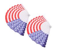 Zerodeko 2pcs Foldable Patriotic Paper Fans American Flag Print Handheld Fans for Independence Day Graduation Party and Outdoor Festival Decorations