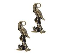 Zerodeko 2pcs Golden Brass Eagle Keychain Pendants Small DIY Handicraft Accessories Decorative Charms and Creative Key Chain Ornaments