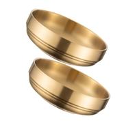Zerodeko 2pcs Golden Stainless Steel Korean Style Double Layer Round Appetizer Bowl for Kitchen and Events, Scratch Resistant and Keeps Warm Soups Enjoyable
