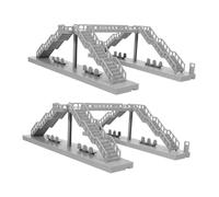 Zerodeko 2pcs Grey Plastic Footbridge Components Miniature Overhead Pedestrian Bridge for Railway Model Sand Table Building DIY Construction Model for Train Scenery and Zen Garden