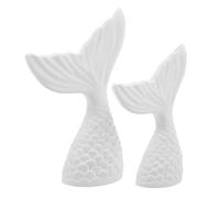 Zerodeko 2pcs Gypsum Fish Tail Statue Decorative Photography Props Nautical Fish Tails Craft Mermaid Party Decorations for Home Coastal Centerpiece