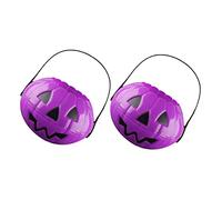 Zerodeko 2pcs Halloween Pumpkin Buckets Portable Storage Containers for Candy and Snacks Pumpkin Shape Trick Treat Buckets with Detachable Design Festival Decoration Props