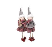 Zerodeko 2pcs Handmade Christmas Angel Doll Pendants Light Grey Scarf Boy Scarf Girl Christmas Tree Hanging Decoration Soft Toys
