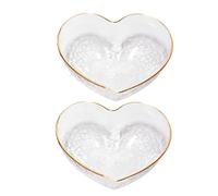 Zerodeko 2pcs Heart Glass Salad Bowl Decorative Heart Shape Fruit Containers for Home Crystal Glass for Desserts for Parties