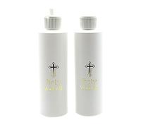 Zerodeko 2PCS Holy Water Bottles - Catholic Church Plastic Holy Water Container with Gold Cross for Baptism, Blessings, Exorcism, Christian Religious Supplies 250ml