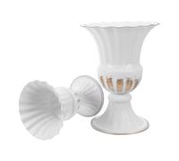 Zerodeko 2pcs Iron Urn Planter Pot Pedestal Planter White Iron Decorative Two Easy to Assemble Parts with Screw for Silk Bouquets Foam Flowers Living Room Wedding