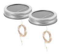 Zerodeko 2pcs Jar Lid String Light Bottle String Light Solar Fairy Creative Decorative Lamp with Auto Charging Tin Plastic for Outdoor Garden Decorating House 2m Warm White