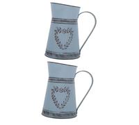 Zerodeko 2pcs Kettle Shape Vintage Iron Flower Vase Decorative Tabletop Flower Bucket for Weddings Parties and Home Decor Rustic Metal Pot for Bouquets and Centerpieces