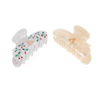 Zerodeko 2pcs Letter Clips for Hair Acrylic Hair Claw Clips with Sturdy Non-slip Grip Unique Chic Design Assorted Color Shining Decoration for Busy Days