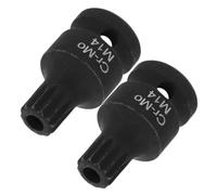 Zerodeko 2pcs Low Profile Triple Square Impact Bit Socket for Brake Caliper Screw Removal High-Hardness Material Ergonomic Stubby Design for Automotive Brake Repairs and Maintenance
