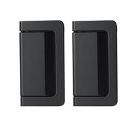 Zerodeko 2Pcs Matte Black Embedded Cabinet Door Pull Handles, Invisible Flush Wardrobe and Cupboard Handles, No-Drill Recessed Furniture Pulls for Sliding Doors and Drawers